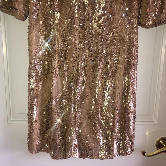 Adrianna Papell Gold Sequins Mini Dress ( 4 ) - Picture 7 of 8